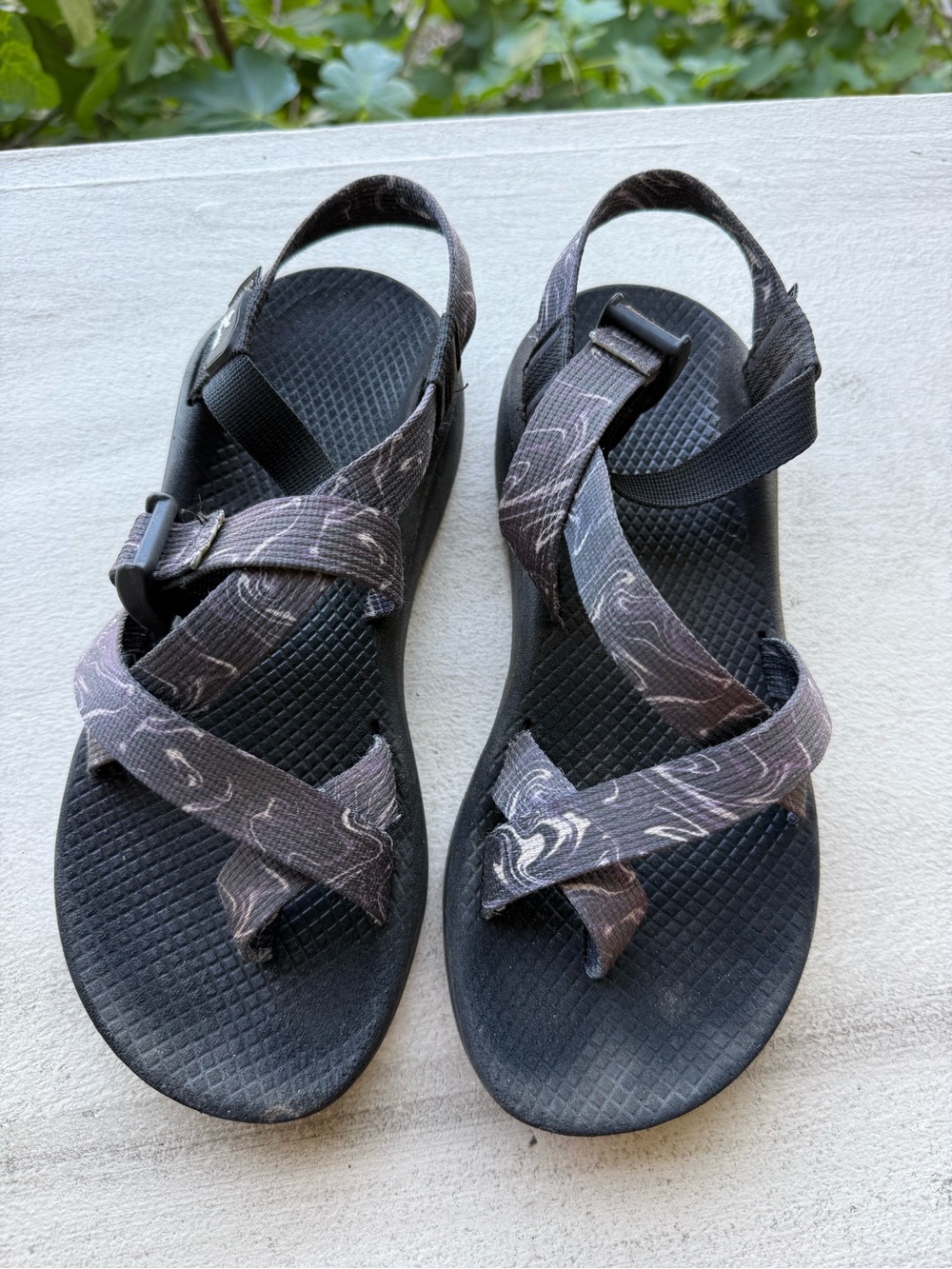 Chaco Women's Black Sandals with Swirl-Patterned Straps